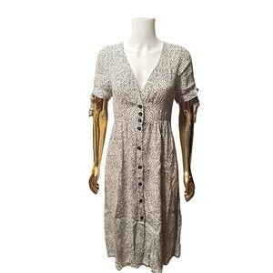 Melloday Womens Dalmatian Dot Button Front Midi Dress Black White Size Medium